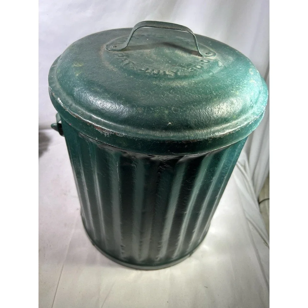 Vintage Ash Trash Waste Can Witts Pail Handle Galvanized Garage Shop Rag